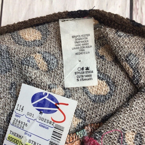 Fashion Striped Contrast Animal Print Thermal Top - Picture 8 of 8